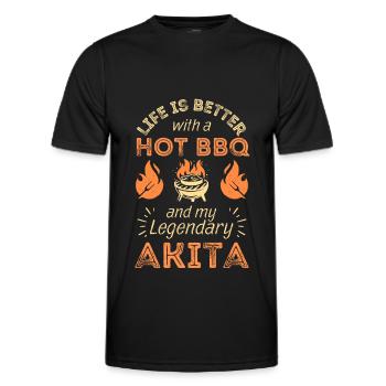 BBQ Grilling and Akita Dog Lovers - Men's Functional T-Shirt - black - Front - AI Model Male 178 dark (178cm)