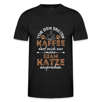Siam Katze Kaffee Cafe - Männer Funktions-T-Shirt - Schwarz - Vorne - AI Model Male 178 dark (178cm)