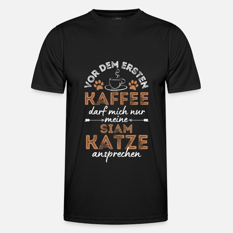Siam Katze Kaffee Cafe Männer Funktions-T-Shirt
