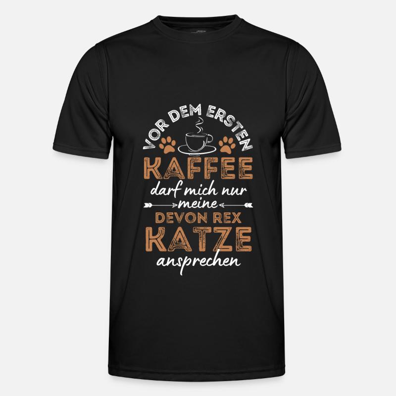 Devon Rex Katze Kaffee Cafe - Männer Funktions-T-Shirt - Schwarz