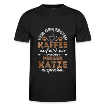 Perser Katze Kaffee Cafe - Männer Funktions-T-Shirt - Schwarz - Vorne - AI Model Male 178 dark (178cm)