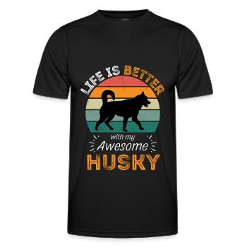 Legendary Siberian Husky Vintage Retro - Men's Functional T-Shirt - black - Front - AI Model Male 178 dark (178cm)
