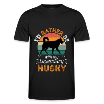 Legendary Siberian Husky Vintage Retro - Men's Functional T-Shirt - black - Front - AI Model Male 178 dark (178cm)