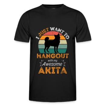 Akita Retro Vintage Dog - Men's Functional T-Shirt - black - Front - AI Model Male 178 dark (178cm)