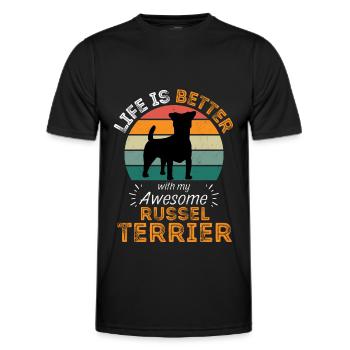 Legendary Russell Terrier Vintage Retro - Men's Functional T-Shirt - black - Front - AI Model Male 178 dark (178cm)