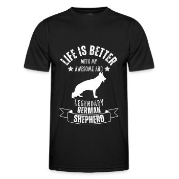 Life is better German Shepherd Retro Vintage - Men's Functional T-Shirt - black - Front - AI Model Male 178 dark (178cm)