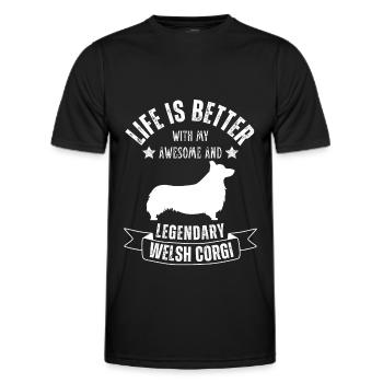 Life is better with my Corgi Dog Retro Vintage - Men's Functional T-Shirt - black - Front - AI Model Male 178 dark (178cm)