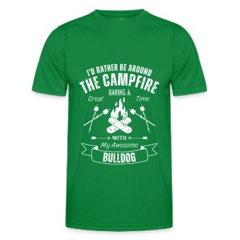 Bulldog Chien de plein air Nature Randonnée Camping - T-shirt sport Homme - vert - Devant - AI Model Male 178 dark (178cm)