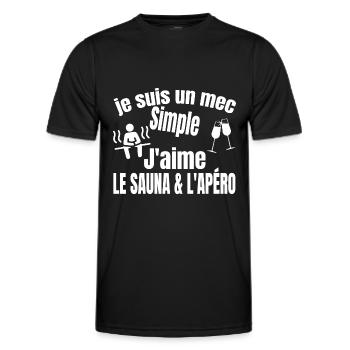 sauna et apéro - T-shirt sport Homme - noir - Devant - AI Model Male 178 dark (178cm)