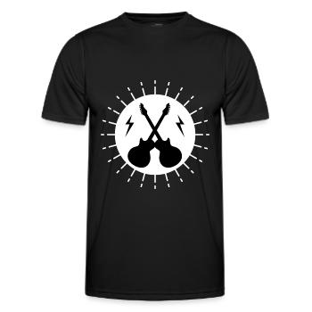 Guitar - Guitar / Let's Rock !!!! Rock band - Men's Functional T-Shirt - black - Front - AI Model Male 178 dark (178cm)