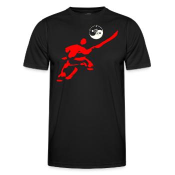 Shaolin figure with halberd and Taijitu/ Yin-Yang - Men's Functional T-Shirt - black - Front - AI Model Male 178 dark (178cm)
