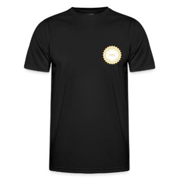 Label de qualité / Papa / Français / Petit - T-shirt sport Homme - noir - Devant - AI Model Male 178 dark (178cm)