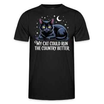 Meine Katze würde das Land besser regieren - Männer Funktions-T-Shirt - Schwarz - Vorne - AI Model Male 178 dark (178cm)