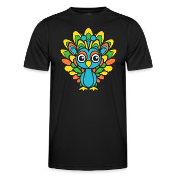 Pfau - Männer Funktions-T-Shirt - Schwarz - Vorne - AI Model Male 178 dark (178cm)