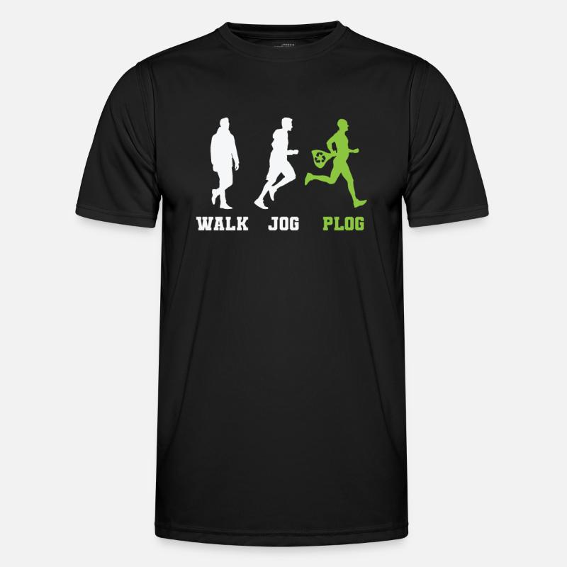 Walk Jog Plog Plogging - Men's Functional T-Shirt - black