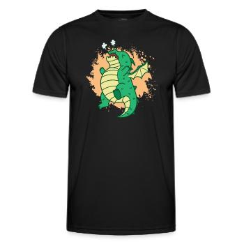 cute dragon blows mythical creature fairy tales - Men's Functional T-Shirt - black - Front - AI Model Male 178 dark (178cm)
