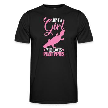 Just a Girl who loves Platypus Schnabeltier - Männer Funktions-T-Shirt - Schwarz - Vorne - AI Model Male 178 dark (178cm)