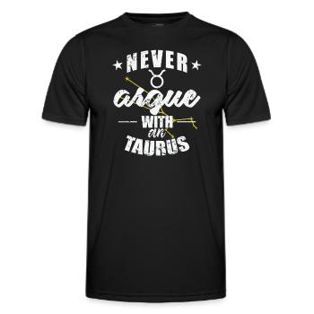 Signe du zodiaque Ne jamais se disputer avec un Taureau Taureau - T-shirt sport Homme - noir - Devant - AI Model Male 178 dark (178cm)