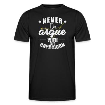 Signe du zodiaque Ne jamais se disputer avec un Capricorne - T-shirt sport Homme - noir - Devant - AI Model Male 178 dark (178cm)