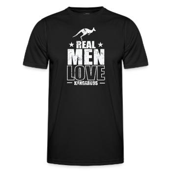 Les vrais hommes aiment les kangourous australiens animaux - T-shirt sport Homme - noir - Devant - AI Model Male 178 dark (178cm)