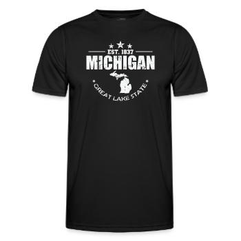Michigan Est. 1837 Great Lake State USA - Men's Functional T-Shirt - black - Front - AI Model Male 178 dark (178cm)