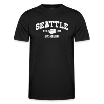 Washington Seattle Est. 1851 USA America - Men's Functional T-Shirt - black - Front - AI Model Male 178 dark (178cm)