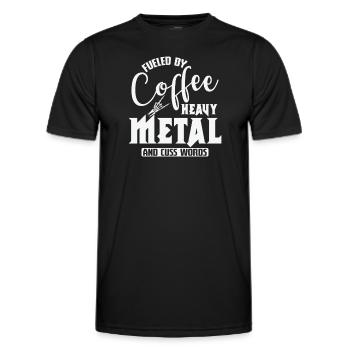 Fueled by Coffee Heavy Metal and cuss Words - Men's Functional T-Shirt - black - Front - AI Model Male 178 dark (178cm)