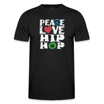 Peace Love Hip Hop Music Genre Rap - Men's Functional T-Shirt - black - Front - AI Model Male 178 dark (178cm)