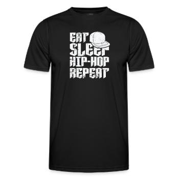Eat Sleep Hip-Hop Repeat Music Genre Rap - Men's Functional T-Shirt - black - Front - AI Model Male 178 dark (178cm)