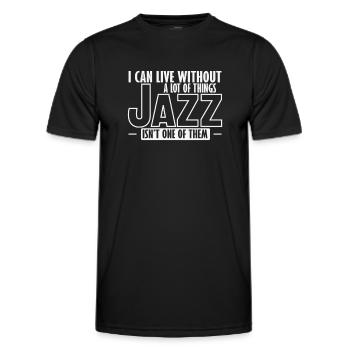Je peux vivre sans beaucoup de choses Le jazz n’en est pas un - T-shirt sport Homme - noir - Devant - AI Model Male 178 dark (178cm)