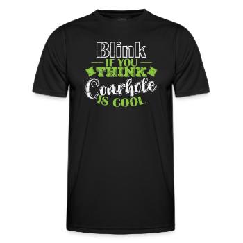 Blink if you think cornhole is cool game - Men's Functional T-Shirt - black - Front - AI Model Male 178 dark (178cm)