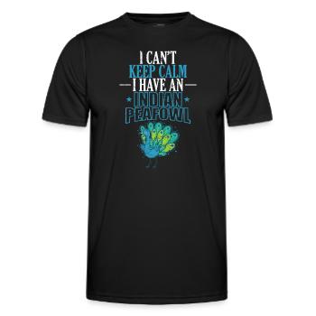 I can't Keep calm I have an Indian Peafowl - Men's Functional T-Shirt - black - Front - AI Model Male 178 dark (178cm)