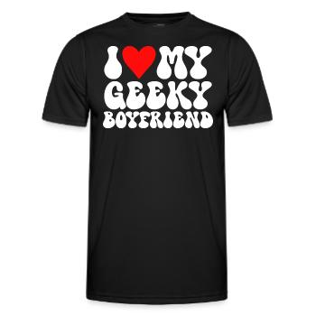 J'aime Mon Petit Ami Geek J'Adore Mon Copain Geek - T-shirt sport Homme - noir - Devant - AI Model Male 178 dark (178cm)