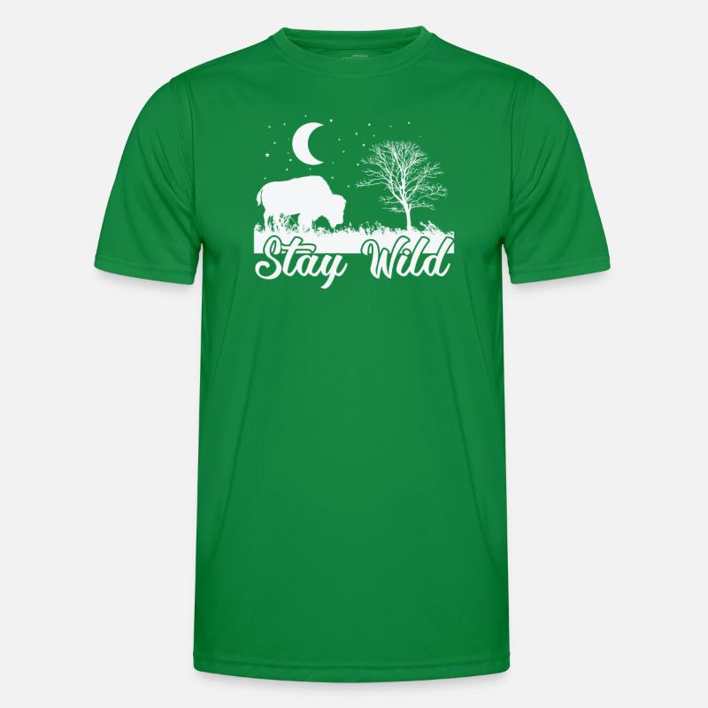 Stay Wild Bison Tier Männer Funktions-T-Shirt