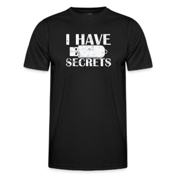 I have Secrets USB Stick Retro Storage Module - Men's Functional T-Shirt - black - Front - AI Model Male 178 dark (178cm)