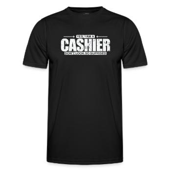 Yew I am a Cashier Don't look so suprised - Männer Funktions-T-Shirt - Schwarz - Vorne - AI Model Male 178 dark (178cm)