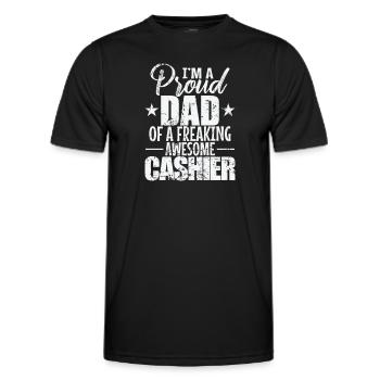 I'm a proud Dad of a freaking awesome Cashier - Männer Funktions-T-Shirt - Schwarz - Vorne - AI Model Male 178 dark (178cm)