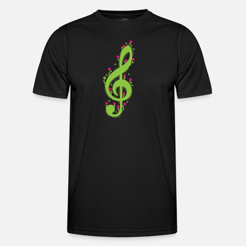 Clef avec musique de fleurs T-shirt sport Homme