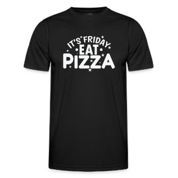 It’s Friday Eat Pizza Salami und Käse - Männer Funktions-T-Shirt - Schwarz - Vorne - AI Model Male 178 dark (178cm)