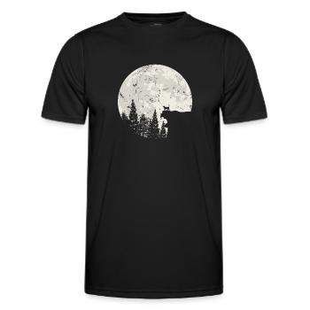 Katze im Mondlicht Nachthimmel Krater - Männer Funktions-T-Shirt - Schwarz - Vorne - AI Model Male 178 dark (178cm)