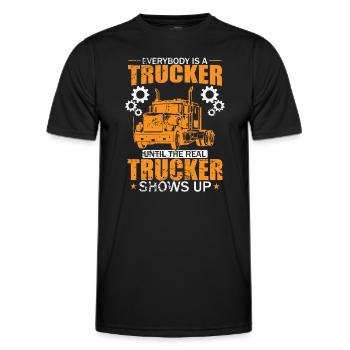 Real Trucker shows up Occupation Long-Distance Transport - Men's Functional T-Shirt - black - Front - AI Model Male 178 dark (178cm)