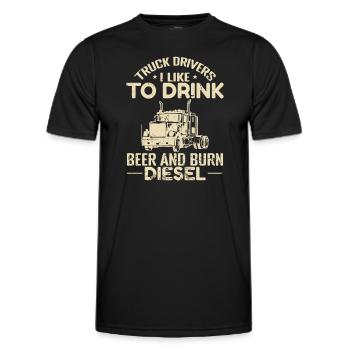 Truck Drivers I like to Drink Beer and burn Diesel - Men's Functional T-Shirt - black - Front - AI Model Male 178 dark (178cm)