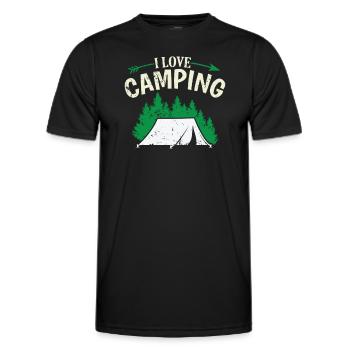 I love Camping mit Zelt im Wald - Männer Funktions-T-Shirt - Schwarz - Vorne - AI Model Male 178 dark (178cm)