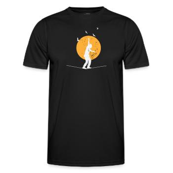 Slackline avec lune en arrière-plan - T-shirt sport Homme - noir - Devant - AI Model Male 178 dark (178cm)