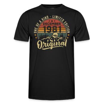 Vintage Retro Dezember 1981 Geburtstagsgeschenk - Männer Funktions-T-Shirt - Schwarz - Vorne - AI Model Male 178 dark (178cm)