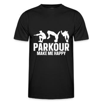 Parkour - Männer Funktions-T-Shirt - Schwarz - Vorne - AI Model Male 178 dark (178cm)