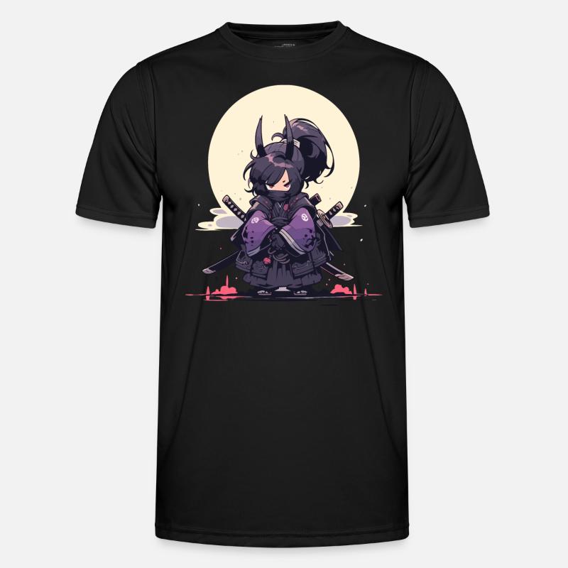 Episches Samurai Mädchen Anime-Design - Männer Funktions-T-Shirt - Schwarz