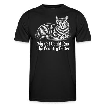 Meine Katze würde das Land besser regieren - Männer Funktions-T-Shirt - Schwarz - Vorne - AI Model Male 178 dark (178cm)