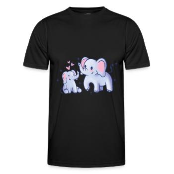 Süsse Elefanten mit Rosa Herzen und Sternen - Männer Funktions-T-Shirt - Schwarz - Vorne - AI Model Male 178 dark (178cm)