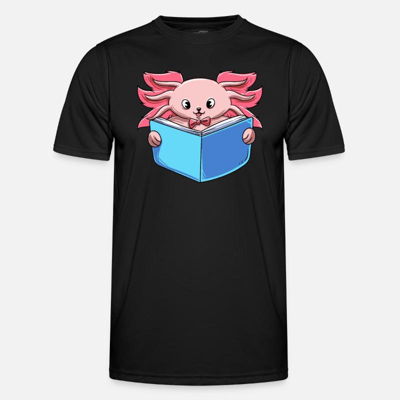 Axolotl Reader Read - Men's Functional T-Shirt - black